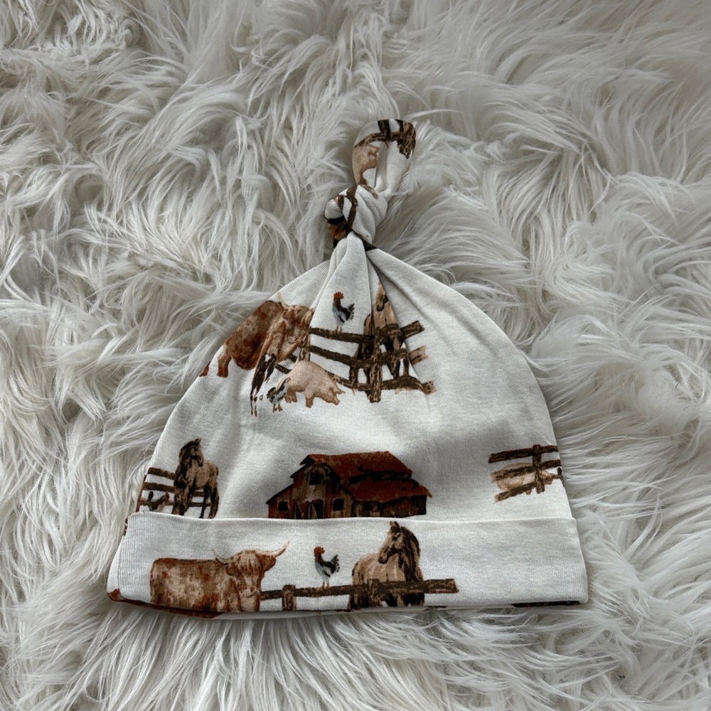 Farm Animal Print Kids Knot Hat - milkbarn